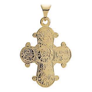 Dagmar Cross pendant from Lund Copenhagen in polished silver plated, back of the five -20 x 17 mm